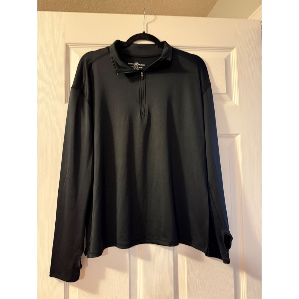 Unbranded Pullover Womens L Black Quarter Zip Activewear Thumbhole Stretch Top